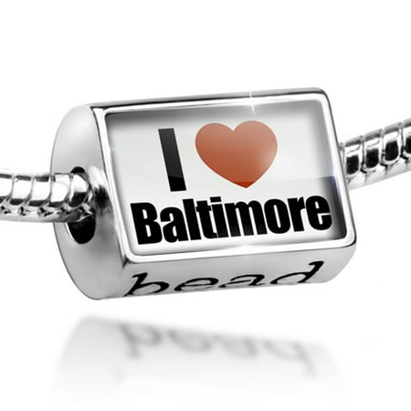 Maryland State Charm Bead I Love Baltimore region: Maryland, United States Charm Fits All European Bracelets ()