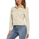 thumbnail image 4 of Chaqueta de ante sintético con cuello de solapa y bolsillos con solapa para mujer INSPIRE CHIC M Beige, 4 of 6