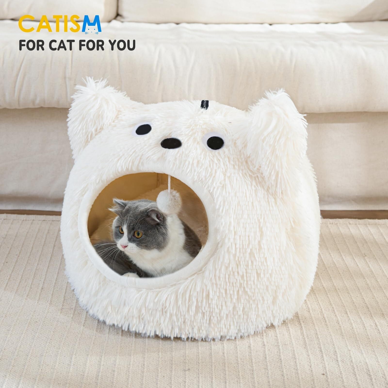 Cat Bed, Cat Beds for Indoor Cats, Cat Cave, Cat Cave for Indoor Cats, Cat Bed Cave, Large Cat Beds, Cozy Hooded Cat Bed with Soft Cushion, Removable Washable Cat Beds