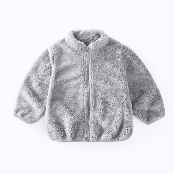 VEKDONE Toddler Boys Girls Sherpa Fleece Jacket Stand Collar Full Zip Warm Winter Coats Soft Comfortable Outdoor Casual Everyday Active Outerwear