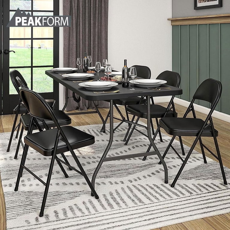 Peakform Folding Vinyl Padded Chair w/ Comfortable Seat Cushion, 4