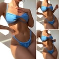 thumbnail image 3 of Travelwant Women Halter Bikini Swimsuit Self Tie Ruched Mid Waisted Two Piece Bathing Suit, 3 of 7
