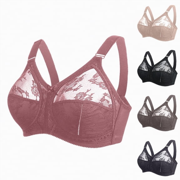 vigerkar Full Coverage Bras for Women Push Up Wireless Adjustable Strap Bralette Wire Free Comfort Everyday Bra (Pink, 44)