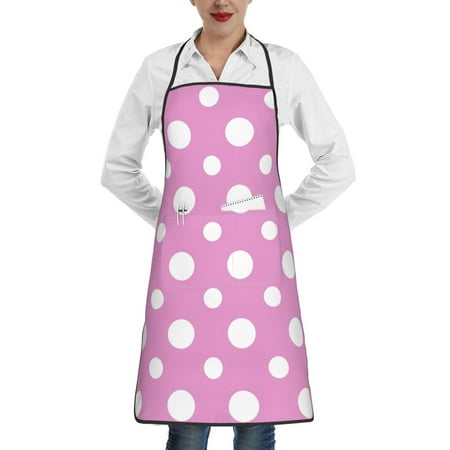 

Lukts Purple And White Polka Dot Pattern Kitchen Apron Waterdrop Resistant Apron with adjustable Aprons for Women and Men with Pockets Cooking Apron