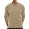 thumbnail image 1 of Gibobby Suéter de cuello redondo para hombre Suéter de punto con cuello redondo para hombre, ajuste delgado, ligero, casual, con patrón trenzado(Caqui,Extra Grande), 1 of 4