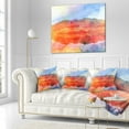 thumbnail image 3 of Designart Red Retro Island Watercolor - Landscape Painting Throw Pillow - 16x16, 3 of 5