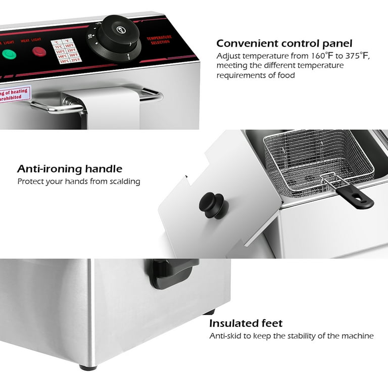 Costway Electric Deep Fryer, 12L Stainless Steel Dual Tank