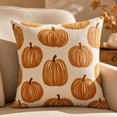 thumbnail image 6 of Thanksgiving Throw Pillow Covers 18x18 Inch Set of 2, Pumpkin Decorative Square Pillowcases, Farmhouse Holiday Cushion Covers for Sofa Living Room Home Fall Halloween Thanksgiving Decor, 6 of 7