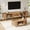 Natural, variant on YWEN Farmhouse TV Stand & Coffee Table Set with Charging Station, Oval Fluted Media Console with Sliding Doors for TVs up to 80", Mid-Century Center Table for Living Room