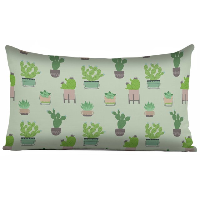 Vargottam Luxe, Imprimé Vert Menthe 4 Housses de Coussin Décoratives - 24x12 Pouces