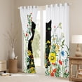 thumbnail image 3 of jejeloiu Cartoon Cat Blackout Curtains Set of 2 (52x84 Each),Colorful Flower Floral Window Curtains,Black Kitten Curtains and Drapes For Girls Kids,Luxury Bedroom Decor, 3 of 6