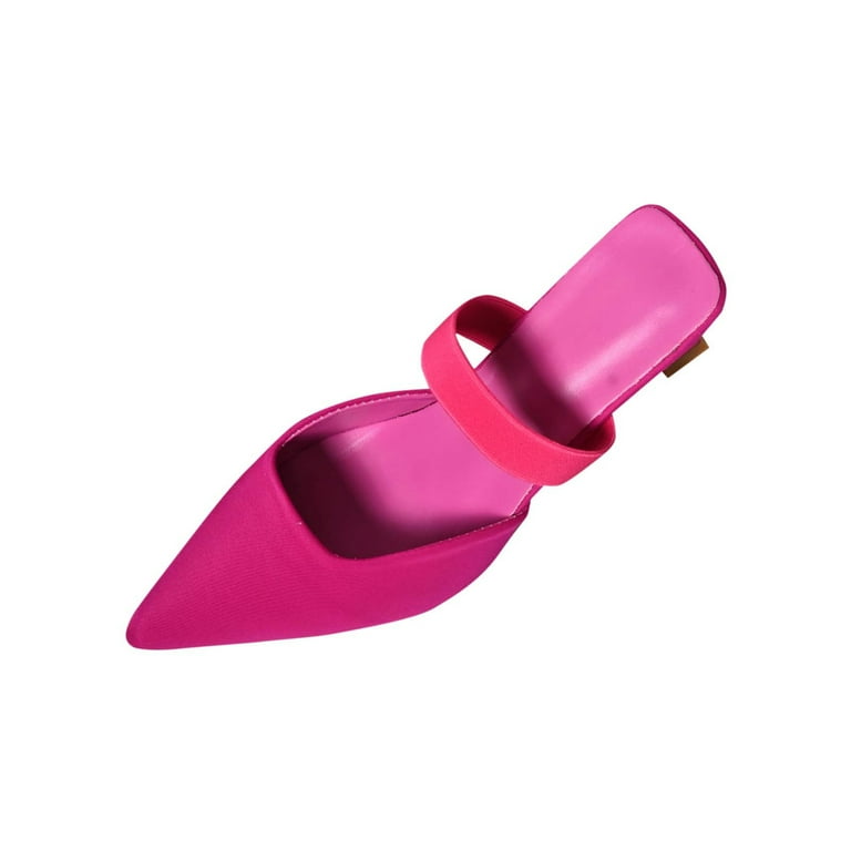 Yyuijk Women's High Heel Closed Toe Sandals Ladies Pointed Toe Cross Ankle Strap High Heel Pumps Business Wedding Party Dress Sandals Hot Pink 8