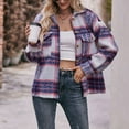 thumbnail image 5 of Herrnalise Womens Flannel Shacket Jacket Casual Plaid Wool Blend Button Down Long Sleeve Shirt Fall Clothes Outfits 2024 Purple,M, 5 of 8