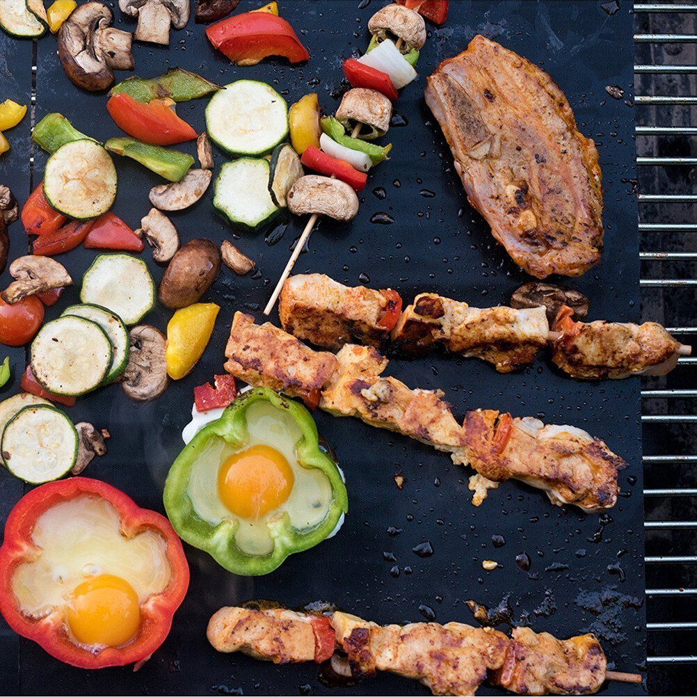 unbranded  3 Pcs Oven Liners Baking Pad Mat Grill Mats for Outdoor Grills Deck Black