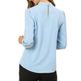 thumbnail image 3 of INSPIRE CHIC Women's Keyhole Stand Collar Pleated Back Button Blouse Tops, 3 of 6