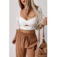 thumbnail image 4 of Women's White Lace Crochet Zipped Knot Cropped Blouse, 4 of 7