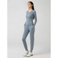 thumbnail image 4 of Pantalones de Yoga de Cintura Alta para Mujer con Puños Ajustables con Cordón y Bolsillos, Ideales para Correr o Hacer Ejercicio. Azul Belga M, 4 of 10
