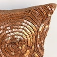 thumbnail image 4 of 22x22 inch (55x55 cm) Pillow Cover, Copper Pillow Cover, Spiral Sequins Antique Throw Pillow Cover, Art Silk Square Cushion Cover, Geometric, Modern, Circles - Copper Swirls, 4 of 10