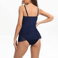 thumbnail image 4 of Zanvin Bathing Suit for Women, Tummy Control Tankini Bathing Suits, Women's Two Piece Set Lace Swimsuits Solid Tummy Control Swimwear Beachwear, Dark Blue, XL, 4 of 7