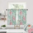 thumbnail image 2 of Linen Blend Fabric Rod Pocket Tier Curtain, Floral Bird Printed Short Curtain Drapes, 2 of 8