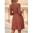 thumbnail image 6 of PRETTYGARDEN Womens Sweater Dress Fall Long Sleeve V Neck A Line Fit and Flare Ribbed Knit Short Dresses Winter Outfits, 6 of 7