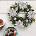 thumbnail image 5 of 12 piezas de flores de Pascua artificiales, decoración navideña de 5,9 pulgadas, adornos navideños con purpurina plateada, decoración de flores para árbol de Navidad, 5 of 5