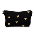 thumbnail image 1 of Bolsa de maquillaje de viaje bonita, bolsa de cosméticos, bolsa pequeña de regalo para mujer (corazón dorado), bolsa pequeña, bolsas de viaje para artículos de tocador impermeables, 1 of 5
