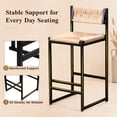 thumbnail image 4 of SESSLIFE Bar Stools Set of 2, Counter Height Bar Stools with Paper Rope Weave & Metal Legs, Barstools with Back, Bar Chairs for Kitchen Island, Honey, 4 of 8