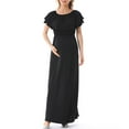 thumbnail image 6 of Jinhomg Womens Off Shoulder Maternity Dress 2025 Trendy Ruffle Nursing Dresses Plus Size Casual Comfy Solid Maxi Pregnancy Dress for Breastfeeding Sales Today Clearance Black L, 6 of 10