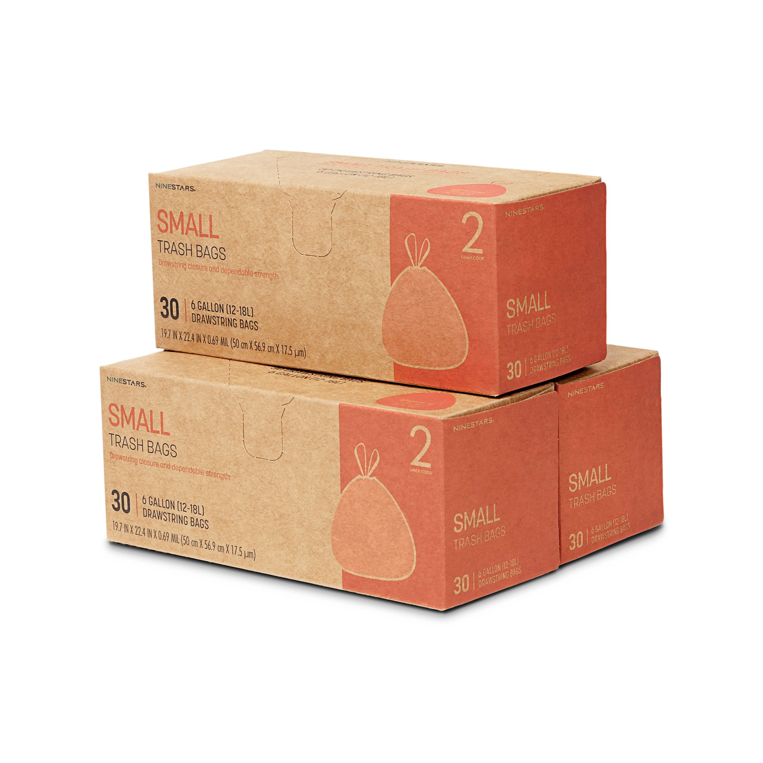Nine Stars Bathroom Trash Bags, 6 Gallon Heavy-Duty Drawstring Trash Bags, 30 Count'