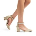 thumbnail image 4 of BURUDANI Women Heels Pumps Rhinestone Closed Toe Block Chunky Shoes, 4 of 7