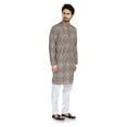 thumbnail image 2 of In-Sattva Men's Cotton Folk Print Banded Sattva-Collar Knee-Length Kurta Tunic; Multicoloured Mosaic ; XL, 2 of 2