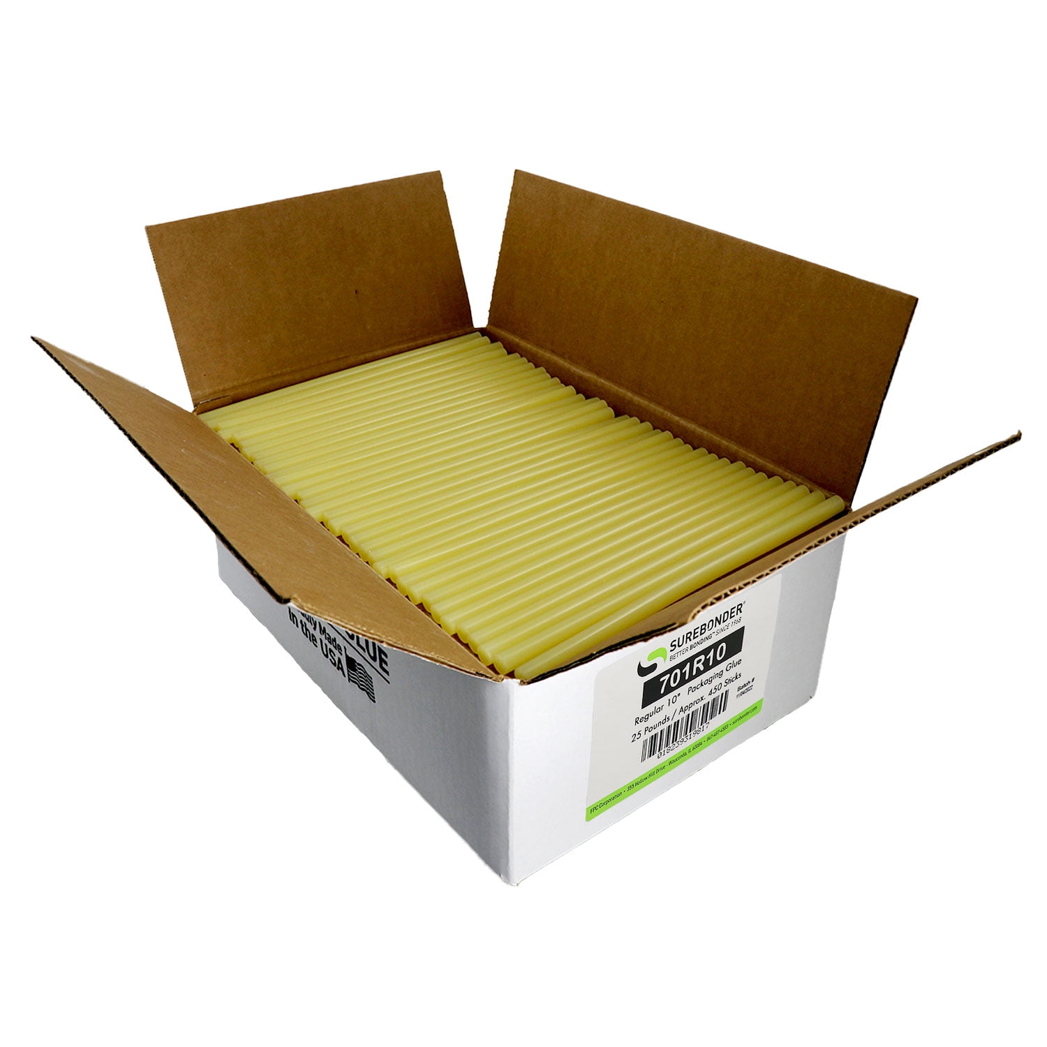701R10 Fast Set Packaging Hot Melt Glue Sticks 7/16" x 10" | 25 lb Box