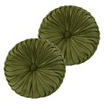 thumbnail image 1 of Almohadones decorativos HIG de terciopelo con pliegues, redondos, 2 unidades, 37 cm, oliva, 1 of 8