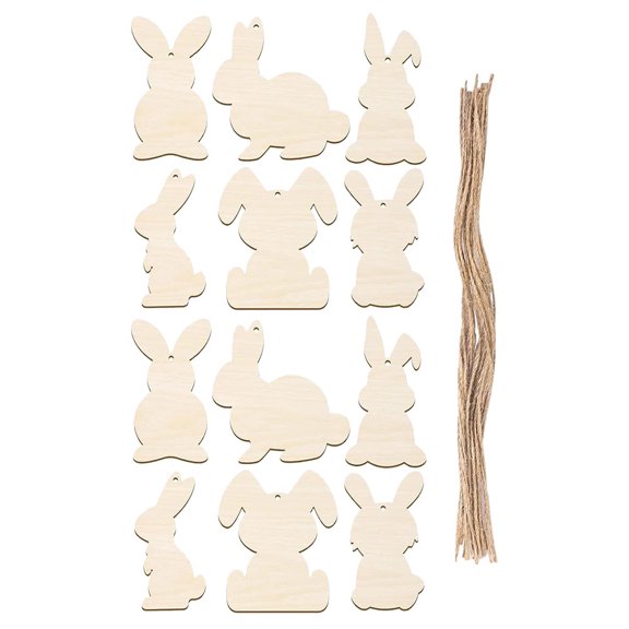 Worgeous 12-Pack Unfinished Wood Slices for Easter Crafts, Rustic Wood Cutouts and Chips for Decorations and Novelty Projects