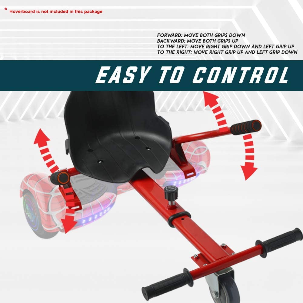TPS Universal Hoverboard Seat Attachment Hoverboard Go Kart with Adjustable Frame Length Compatible with Most Hoverboard self-stabilizing Scooters for Kids and Adults (Red)