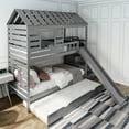 thumbnail image 3 of EUROCO Twin over Twin House Bunk Bed with Trundle and Staircase for Bedroom, Gray, 3 of 21