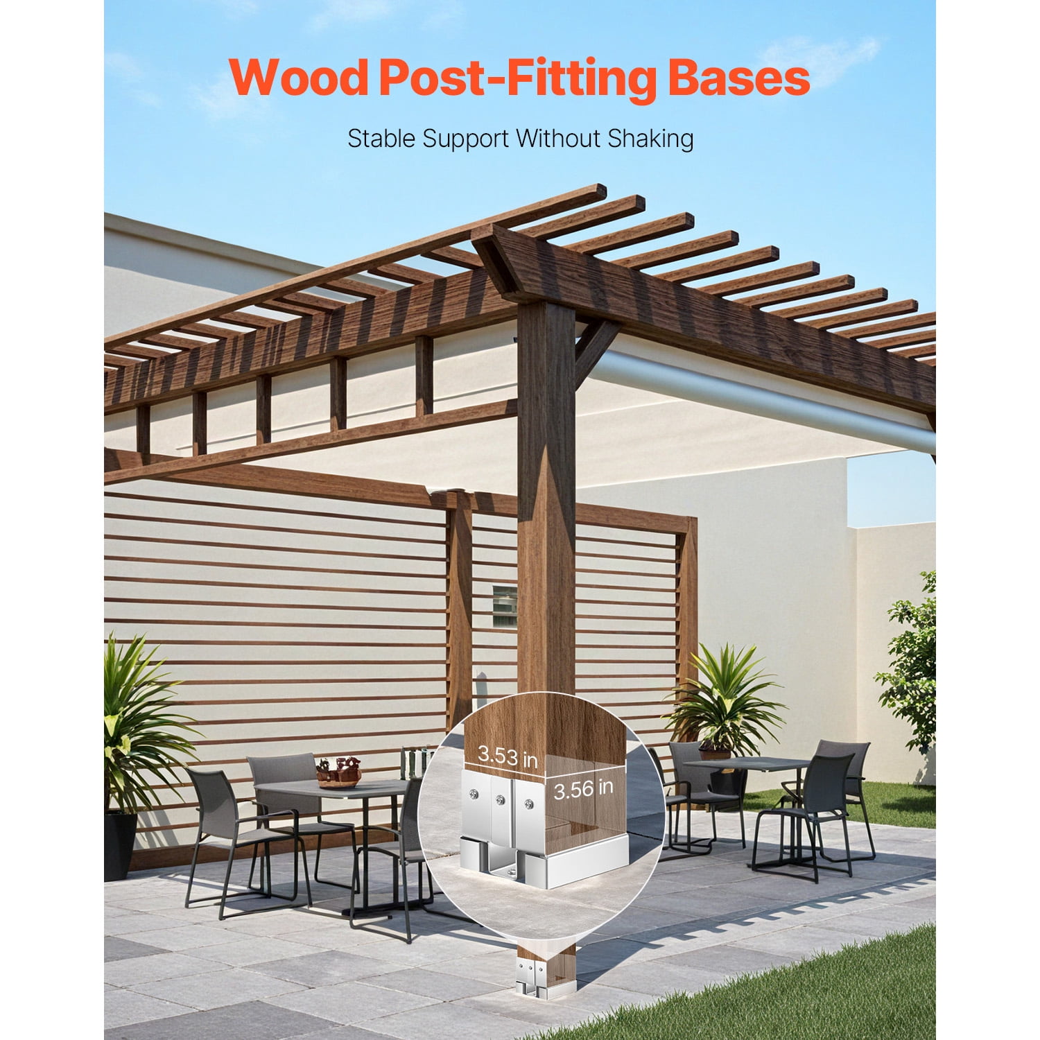 KFFKFF 4x4 Post Base 10 Pcs, Inner Dimensions 3.53x3.56inch/89.6x90.5mm Concrete Post Anchor, Durable Zinc-Plated Carbon Steel Brackets with 1-Inch Standoff, Suitable for Pergolas and Patio