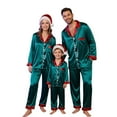 thumbnail image 2 of Jkety Holiday Pajamas for Family Silk Matching Christmas Pajamas for Family Striped Button Down Shirt and Pants Silky Satin Xmas Pjs Sets for Pictures, 2 of 7