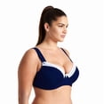 thumbnail image 4 of Curve Muse Women's Plus Size Underwired Unlined Balconette Cotton Bra-3Pack-NAVY,LT GREEN,ORANGE PRINT(3 PACK)-42C, 4 of 6