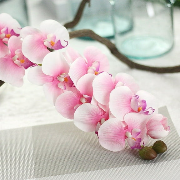 JeashCHAT Artificial Orchid Stems Fake Phalaenopsis Flower Branch (Not Silk) Orchid Flowers 28 Inches Home Office Wedding Decoration (Pink)