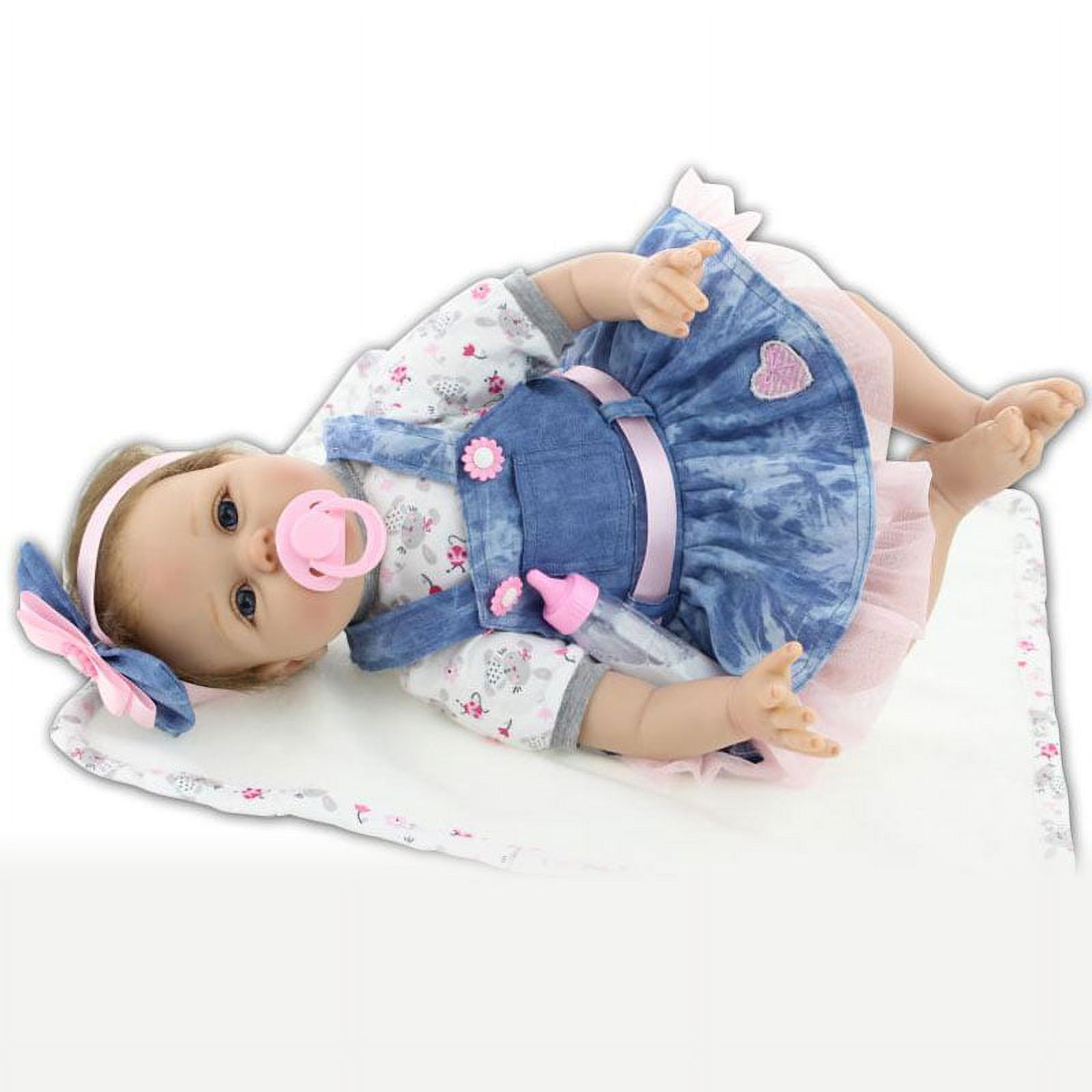 Zimtown Reborn Realistic Newborn Lifelike Vinyl Girl Baby Doll Playset, 3 Pieces - image 5 of 6