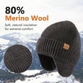 thumbnail image 5 of TOP-EX DryKnit™ Merino Wool Waterproof Winter Beanie with Ear Flap for Men Women Grey M/L, 5 of 6