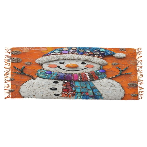 BZSMCE Women Scarf Snowman in Hat Simple Pattern Soft Warm Long Large Scarves