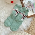 thumbnail image 2 of Womens 3D Bear Face Fuzzy Socks Soft Cosy Slipper Warm Winter Thick Plush Crews Sock Home Sleeping Sock Hosiery Home Sleeping Mint Green, 2 of 4