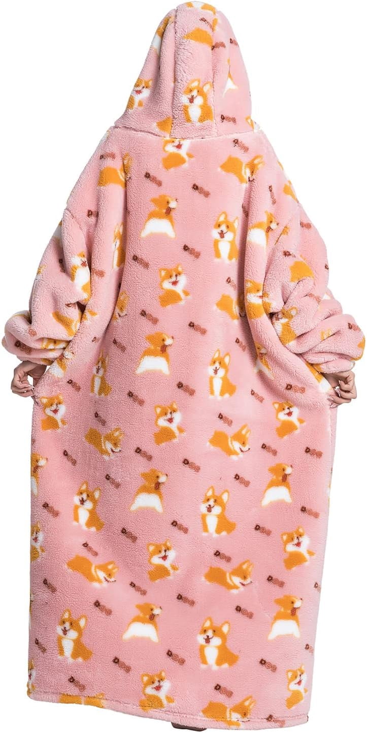 Wehilion Oversized Blanket Hoodie,Adult Snuggle Fleece Wearable Blanket Fluffy Giant Hooded Sweatshirt,Adult 140cm Leght