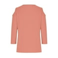 thumbnail image 6 of HongQid Women's Cold Shoulder Fashionable Solid Color T-shirt 3/4 Sleeve Shirt-Crewneck Casual Tops Three Quarter Length Tunic Tee, 6 of 6