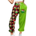 thumbnail image 2 of Christmas Pants for Women High Waisted Baggy 2024 Cinch Bottom Sweatpants Gym Jogger Holiday Petite Lounge Pants 04-Fluorescent Green XL, 2 of 4