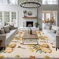 thumbnail image 3 of Easter Rabbits Area Rugs 6'x9', Small Throw Rugs for Kitchen Dining room, Spring Yellow Flowers Country Plants Vintage Indoor Outdoor Rug Non-Slip Low Pile Carpet Runner Reversible Floor Mats, 3 of 8