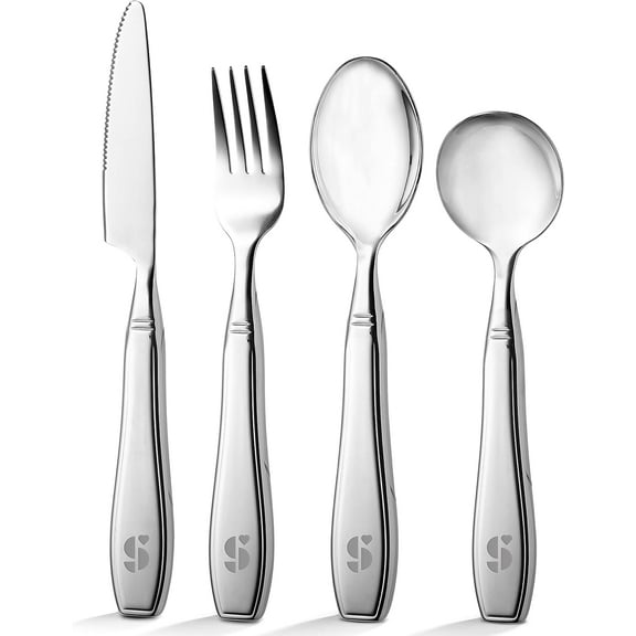 Special Supplies Premium Stainless Steel Weighted Flatware for Parkinson's Patients- Adaptive Silverware for Adults with Hand Tremors-Wide Non-Slip Grip, Easy to Clean -Weighted Silverware For Elderly
